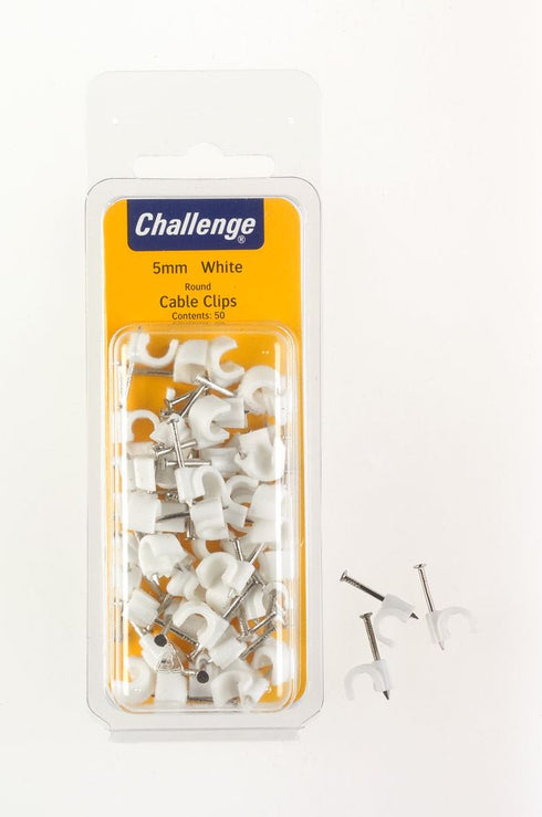 Cable Clips 5mm - White Round Cable Management 50 Pack FS40266