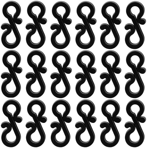 25 BLACK S SHAPE MINI GUTTER LIGHT HOOKS CLIP. FF0125BLR