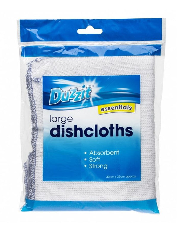 White Dishcloth Pack - DUZZIT Premium Large 4/PK DZT092A