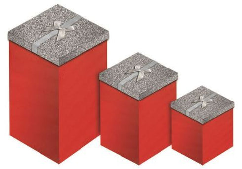 3 PCS SILVER GLITTER CANDLE BOX. X-21513-BX