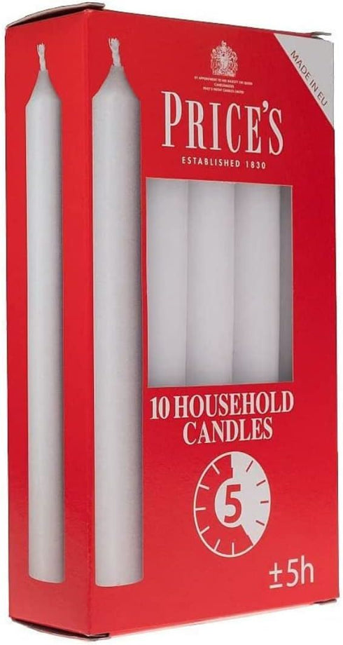 PRICES PATENT CANDLES HOUSEHOLD CANDLES WHITE 10/PK. HC106028