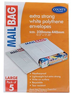 Polythene Mail Bags - COUNTY Large White 320x440mm 5/Pack C262