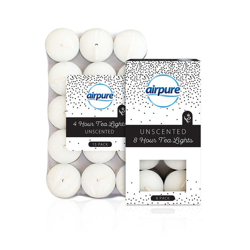 AIRPURE 8 HOUR UNSCENTED TEA LIGHTS CANDLE 8/PK. TL-8HR-8PK-178
