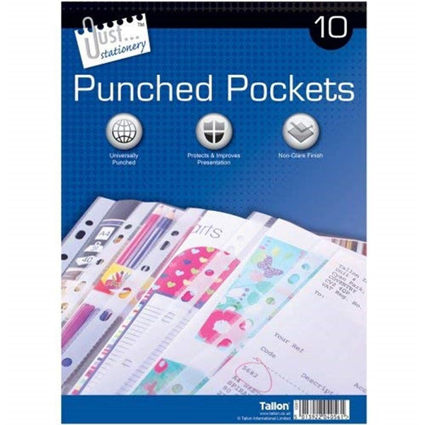 JUST STATIONERY PLASTIC A4 DOCUMENT HOLDER RING BINDERS WALLETS 10 PK. 4056