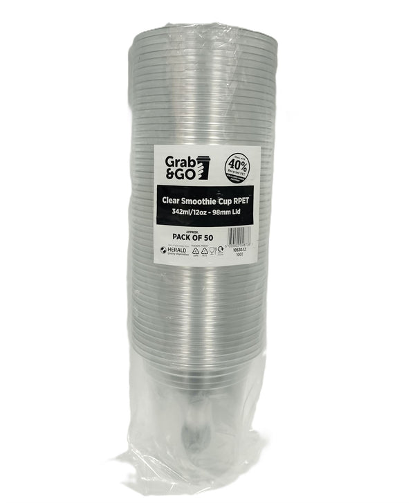 Smoothie Cups 12oz - Grab & Go Clear Cups 50 Pack | 10530.12