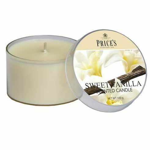 PRICES SWEET VANILA SCENTED CANDEL IN TIN. PPT010311