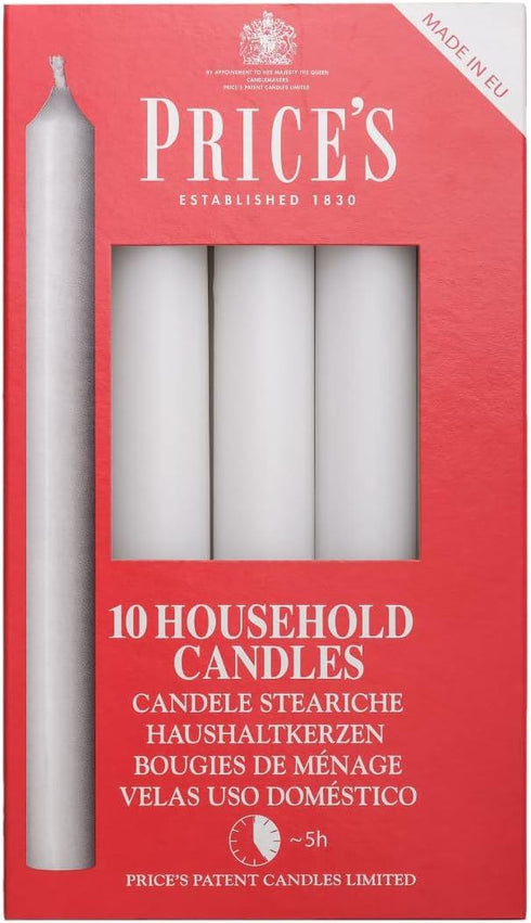 PRICES PATENT CANDLES HOUSEHOLD CANDLES WHITE 10/PK. HC106028
