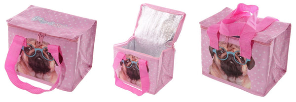 JACK EVANS PINK PUG CUTE DESIGN COOL BAG LUNCH BOX. COOLB08
