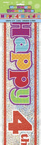 4th Birthday Banner - Holographic Foil Party Decoration 12ft
