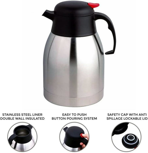 PRIMA 1.5 LITRE STAINLESS STEEL VACUUM POT FOR TEA / COFFEE. 17078C