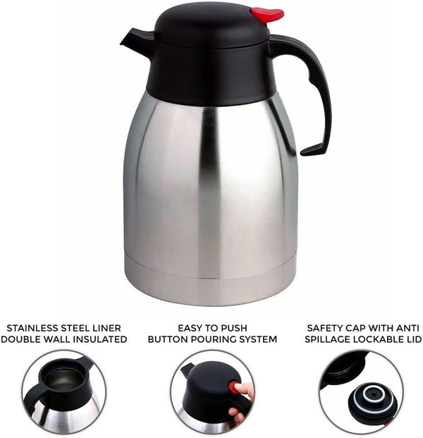 PRIMA 1.5 LITRE STAINLESS STEEL VACUUM POT FOR TEA / COFFEE. 17078C
