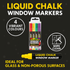 4 COLOURED LIQUID WINDOW MARKERS CHALK. C826