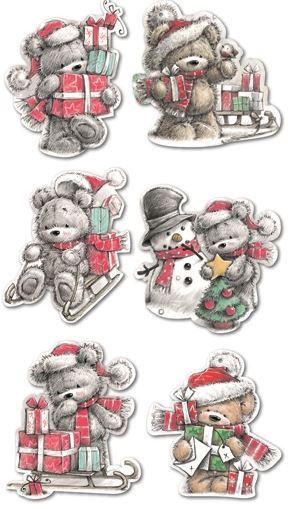30 LUXURY CHRISTMAS TEDDY BEAR GLITTER GIFT TAGS. 16134