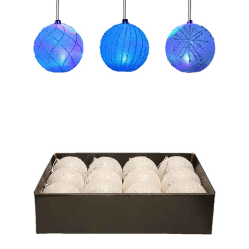 12 LED MULTICOLOUR LIGHT UP WHITE BAUBLES 80MM. DP54767