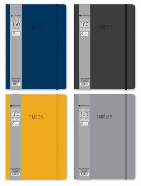 EASYNOTE ASSORTED COLOUR SOFT TOUCH A4 NOTEBOOK 160 PAGES. TA7686/FSC