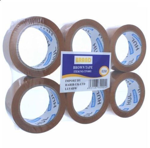 HUL BROWN PACKING BUFF TAPE 48MM X 80M 6/PK. TP0001
