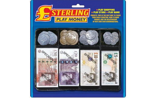 Play Money Set - Pretend Sterling Pounds Notes & Coins TY2404