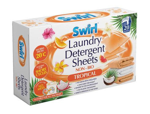 SWIRL NON-BIO TROPICAL LAUNDRY DETERGENT SHEETS 20/PK. SW1038
