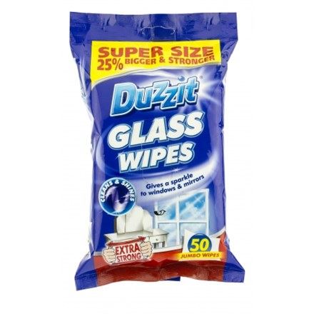 Glass Cleaning Wipes - Duzzit 50 Sheets for Streak-Free Shine
