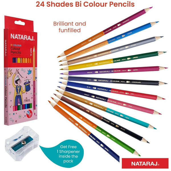 NATRAJ DUO / BI COLOURING PENCILS 12/PK. 201278006 1K75-S06A