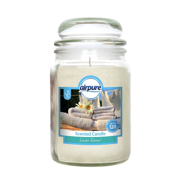 AIRPURE LINEN ROOM SCENTED JAR CANDLE 510G UP TO 120HRS. 18OZ219