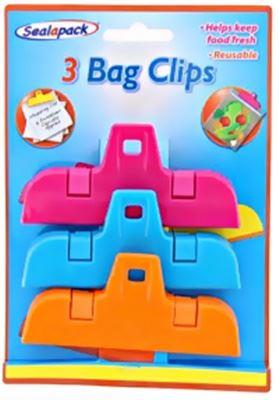 Bag Clips Assorted - SEALAPACK 3 Pack, Colorful SAP1069