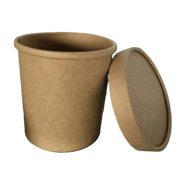 Kraft Soup Containers & Lids 340ml - Grab & Go 25 Pack