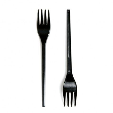 Medium Duty Plastic Forks - 100 Pack Black PS Fork 0106100BLK