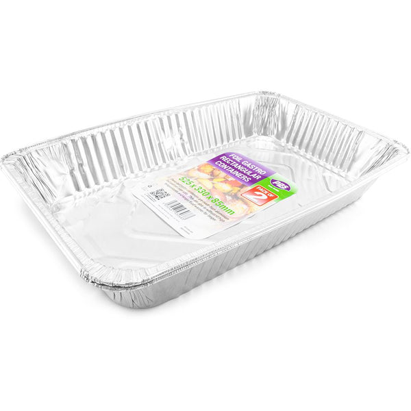 Gastro Foil Containers - Large Rectangular 525x330mm Pack of 2