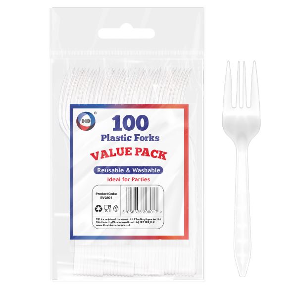 Reusable Plastic Forks - Deluxe Pack of 100, BV9801