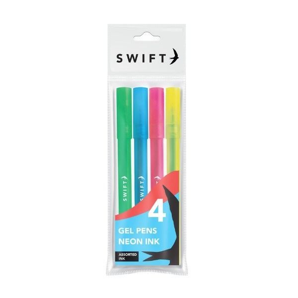 Neon Gel Pens - SWIFT Assorted Ink 4 Pack P3059