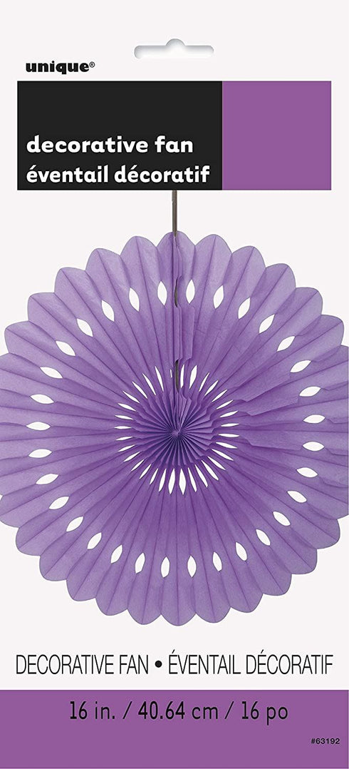 Purple Fan Decoration 40cm - Unique Party Tissue Decor UNI63192