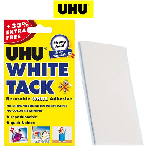 White Tack Adhesive - UHU Reusable 50g + 33% Extra Free