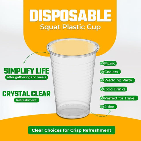 Clear Plastic Cups 200ml - Grab & Go 100 Pack | 10521.07