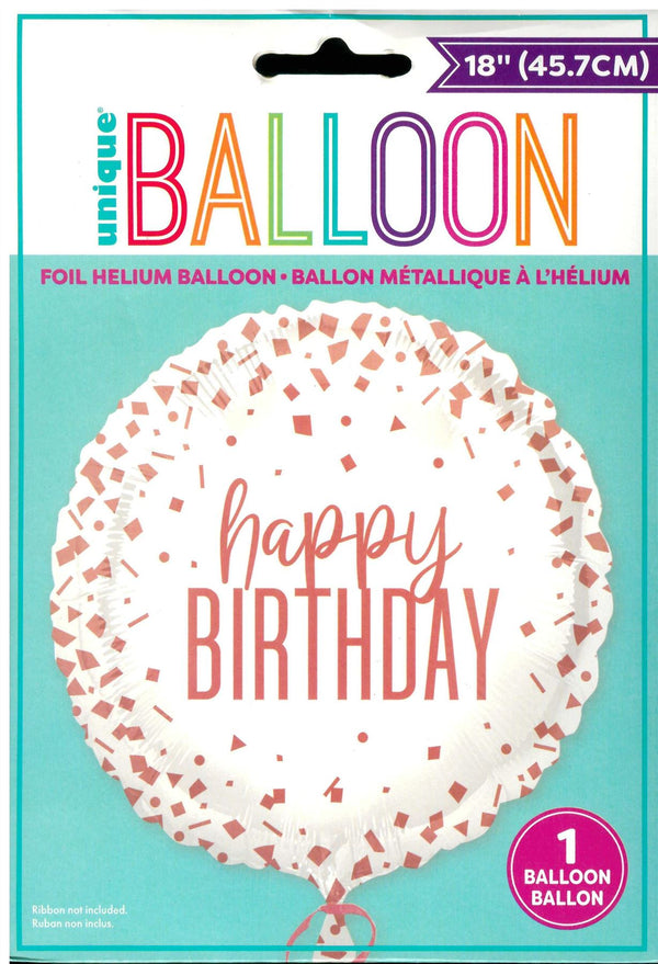 Rose Gold Birthday Balloon - Unique 18" Confetti Foil | UNI85913