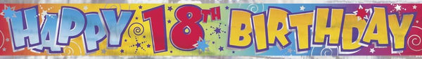 18th Birthday Banner - Happy 18th Foil Decoration 12FT UNI90020T