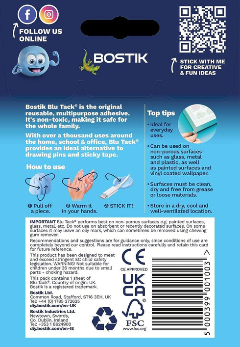 Bostik Blue Tack KD11268 - Versatile Adhesive Putty