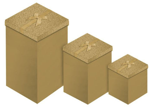 3 PCS SILVER GLITTER CANDLE BOX. X-21522-BX