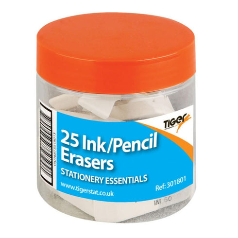 Eraser Tub Pack - TIGER 25 INK & PENCIL ERASERS T301801