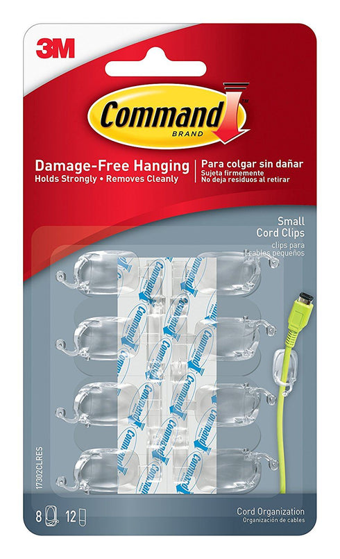 COMMAND SMALL CORD CLIPS 8/PK. 17302CLR 942445