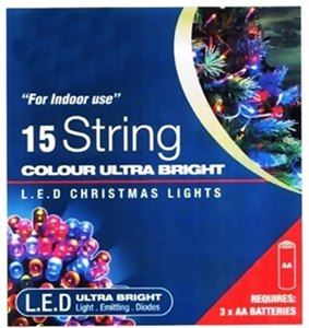 BATTERY OPERATED 15 MULTICOLOUR LED LIGHTS. BML72380