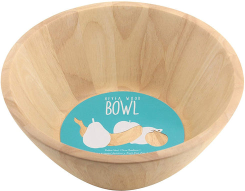 Rubberwood Salad Bowl - Natural Wood Serving Dish AP6605