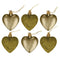 GLITTER / MATT HEART SHAPE CHRISTMAS TREE BAUBLES 50MM 6/PK - GOLD. DP55162