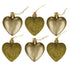 GLITTER / MATT HEART SHAPE CHRISTMAS TREE BAUBLES 50MM 6/PK - GOLD. DP55162