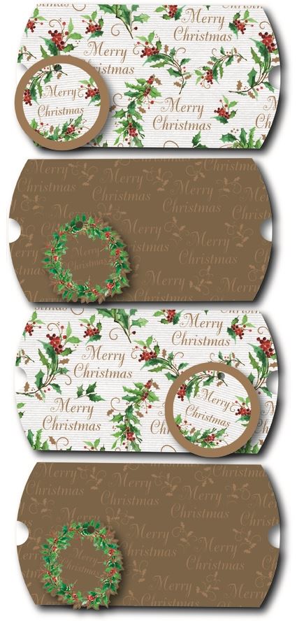 4 PILLOW CHRISTMAS TRADITIONAL GIFT BOX POUCHES. X14364