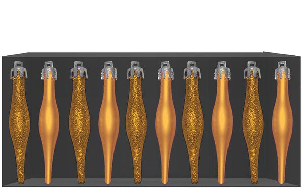 10 PCS DROPLET GLITER BABUBLES GOLD 90 MM. DP55275