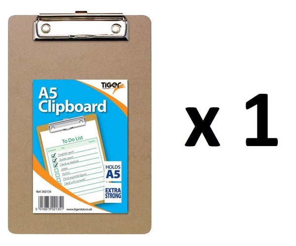 Masonite Clipboard A5 - Durable TIGER T302135 46852 Office Essential