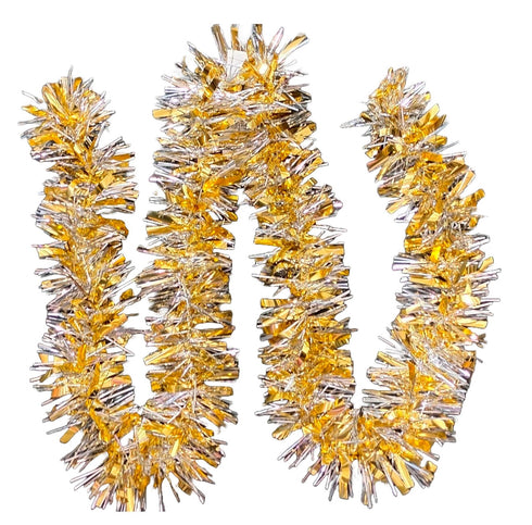 MISTER TINSEL CHRISTMAS DECORATTION VALUE GOLD AND SILVER TINSEL 2M X 100MM. MT/100B/22