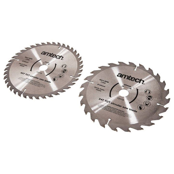 Circular Saw Blades - AMTECH 185mm Set 24T/40T, AMV5000 2/PK