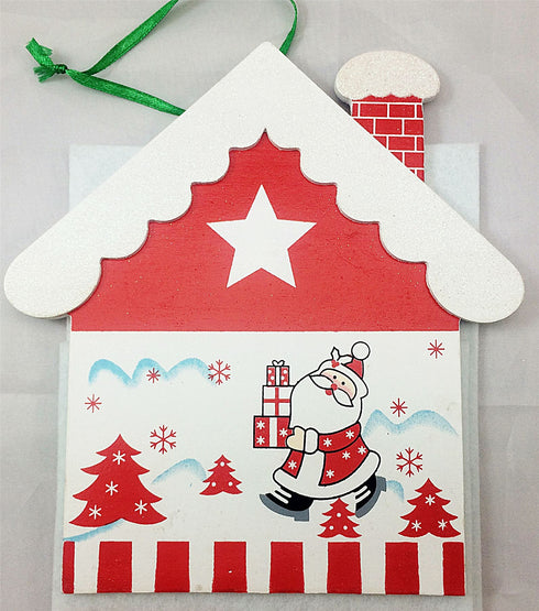 EXTRA LONG CUTE HOUSE RED WHITE FELT ADVENT CALENDAR WITH NUMBERED POCKET CHRISTMAS XMAS DECORATION. XM1944